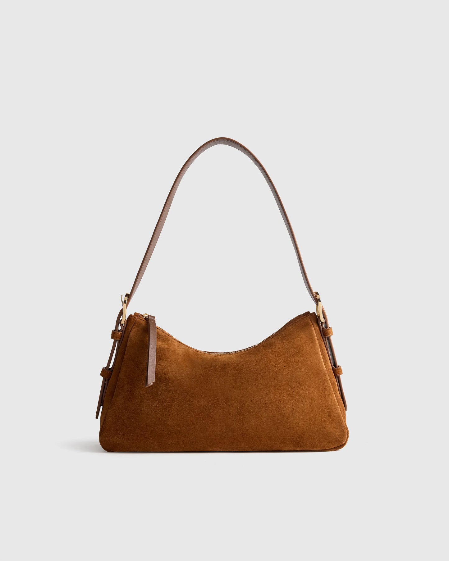 Italian Suede Small Shoulder Bag - One Size / Chocolate Brown
