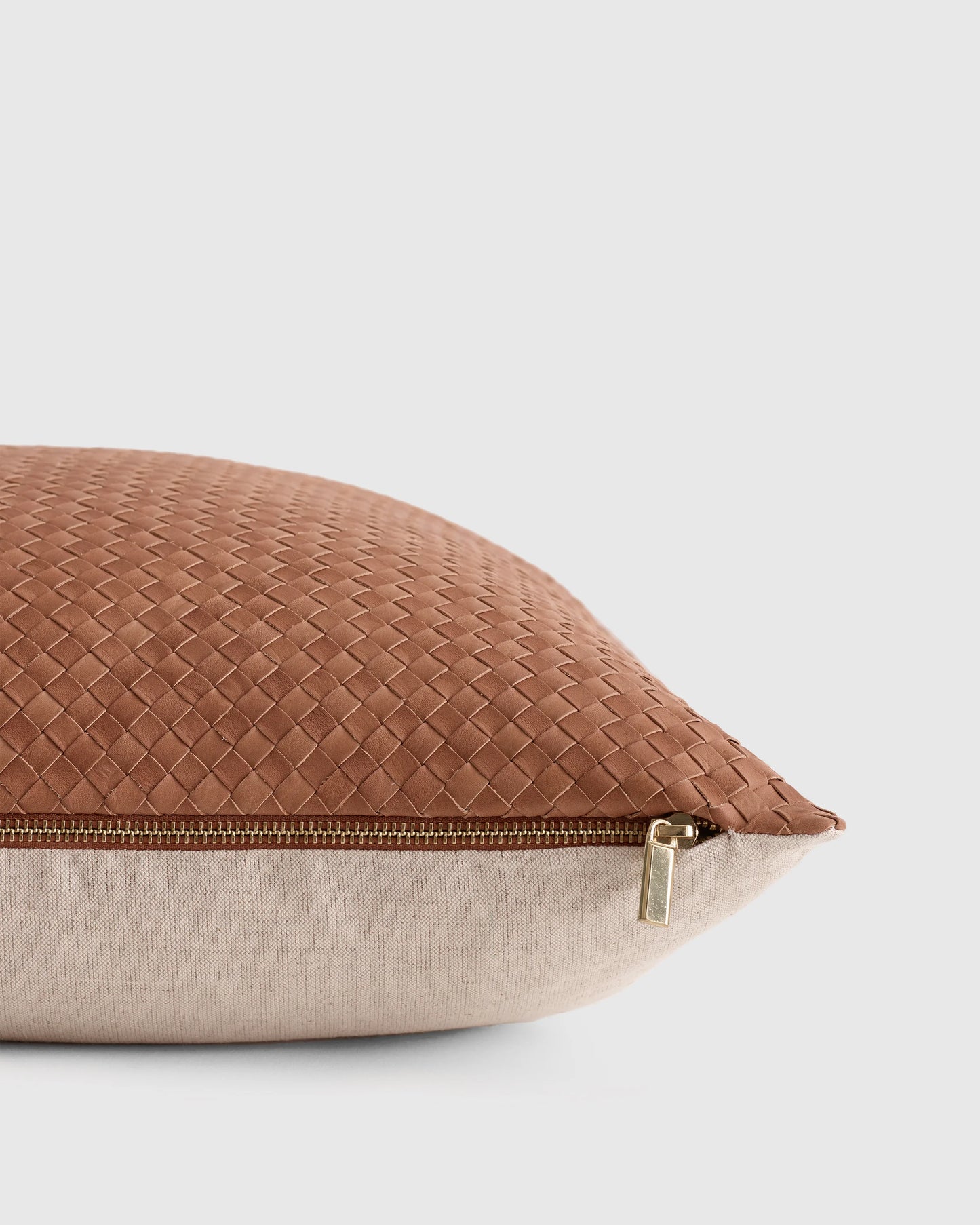 Woven Leather Pillow cover - 20x20 / Chestnut