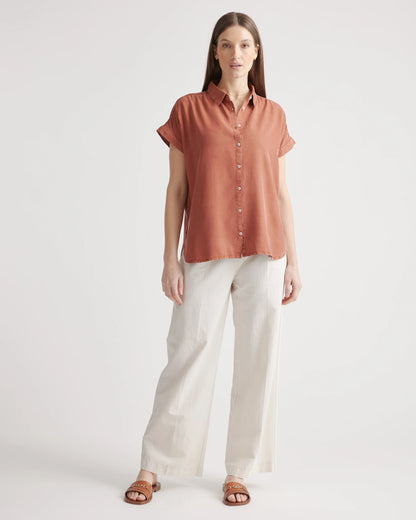 Vintage Wash Tencel Camp Shirt - XS / Taupe Brown