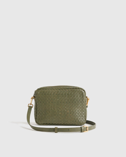 Italian Leather Handwoven Crossbody - One Size / Cognac