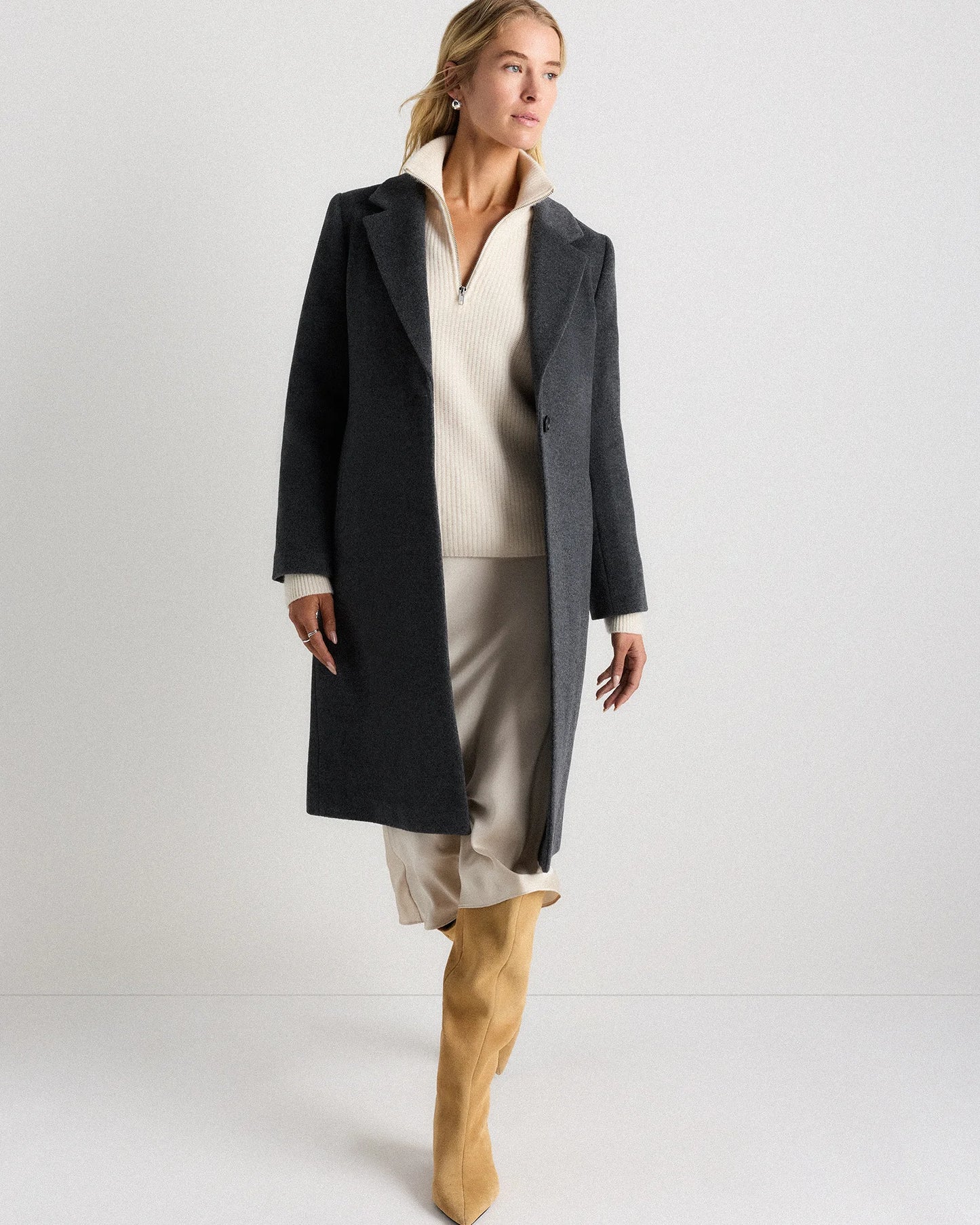 Wool Cashmere Blazer Coat - XS / Mocha Brown