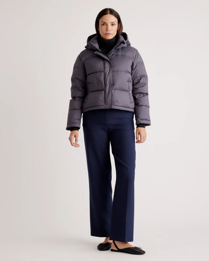 Responsible Down Cropped Puffer Jacket - XS / Shiny Black