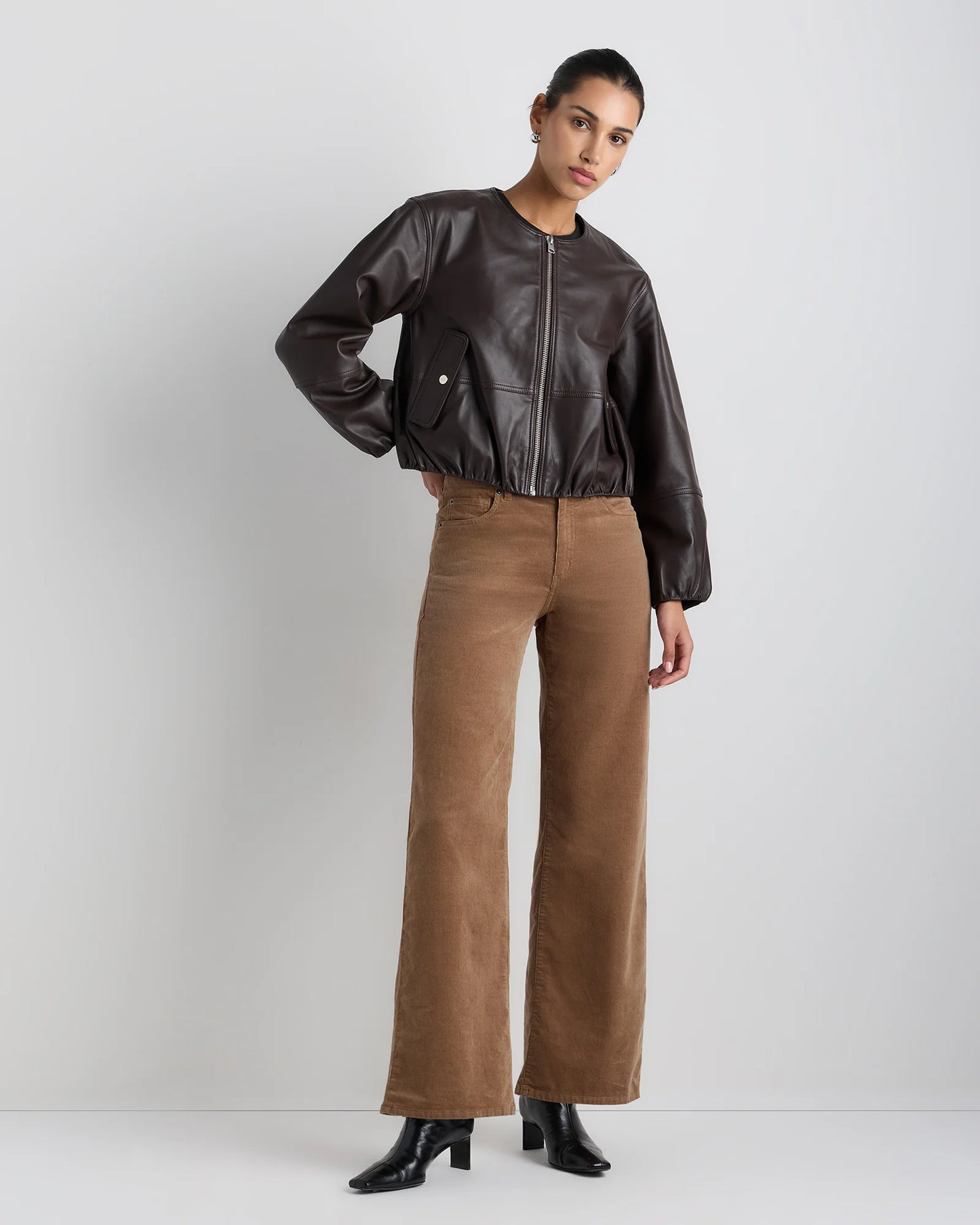 Organic Stretch Corduroy Wide Leg Pants - 0 / Black