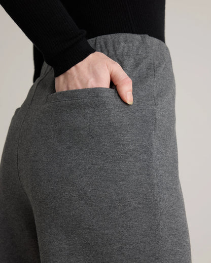 Organic Cotton Double Knit Wide Leg Pants - XS / Bold Black