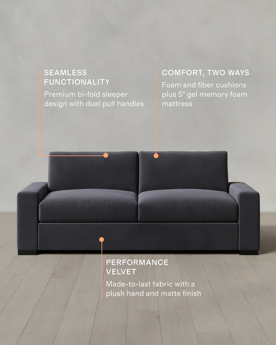 Stillman Sleeper Sofa in Performance Velvet - Queen / Java