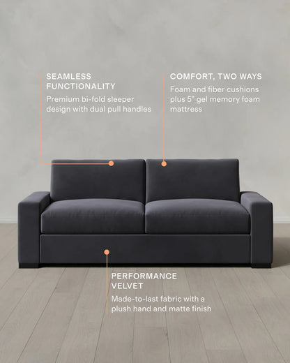 Stillman Sleeper Sofa in Performance Velvet - Queen / Java