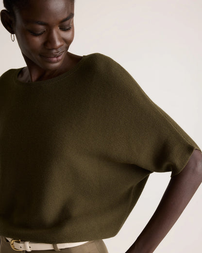 Lightweight Cotton Cashmere Link-Stitch Dolman Sweater - XS / Sugar Stone