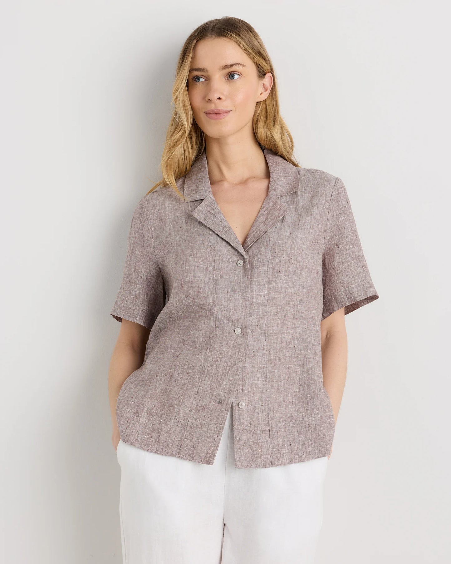 100% European Linen Short Sleeve Shirt - XS / Moonstone Blue