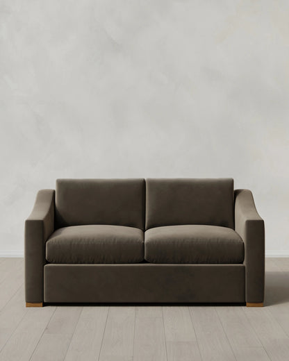 Hollis Slope Arm Sofa in Performance Velvet - 72" / Ivory