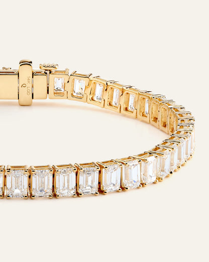 14K Gold Lab Grown Diamond North-South Emerald Tennis Bracelet - 15ctw - 6.5" / Yellow Gold