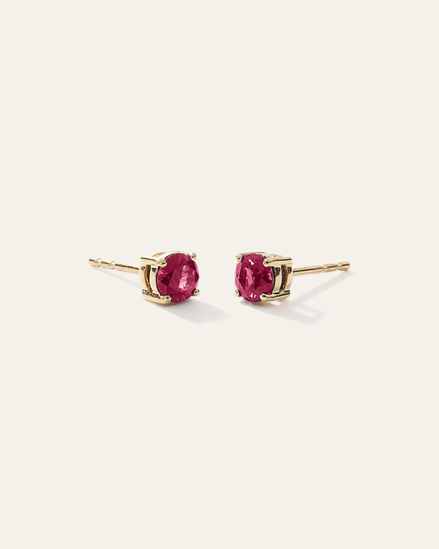 14K Gold Gemstone Solitaire Studs - One Size / Blue Sapphire
