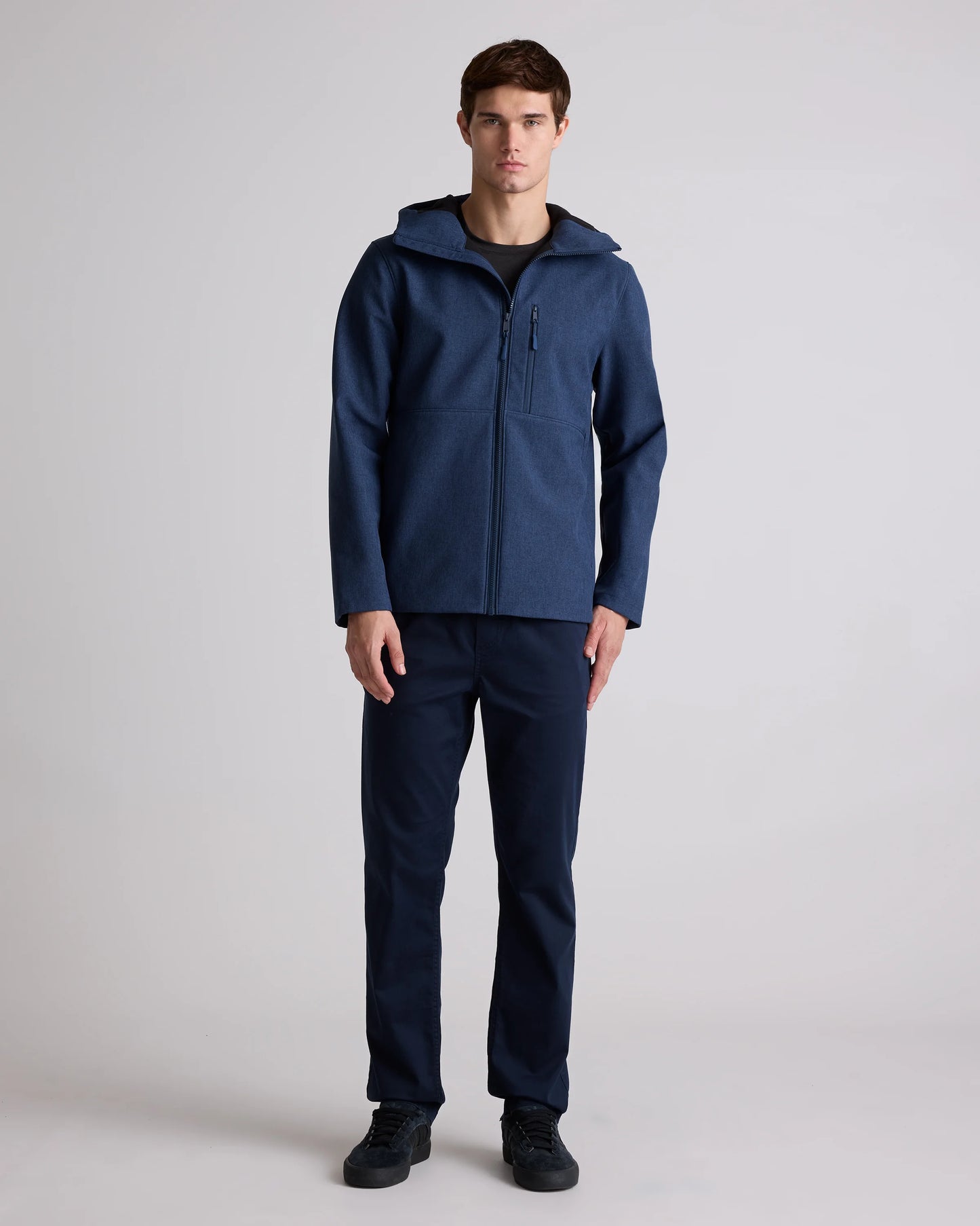 Softshell Fleece-Lined Full-Zip Hooded Jacket - XS / Heather Shady Charcoal