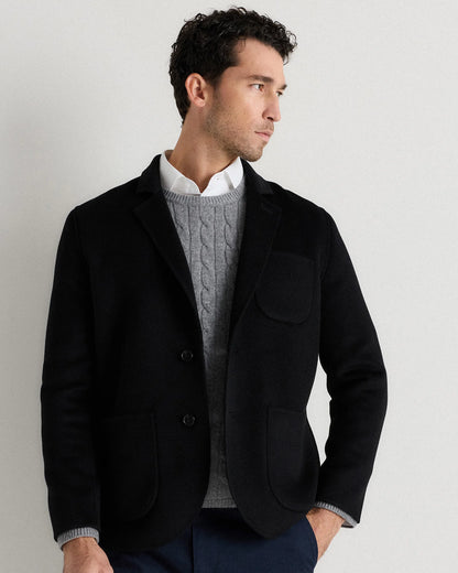 100% Mongolian Cashmere Double-Faced Chore Blazer - S / Heather Charcoal