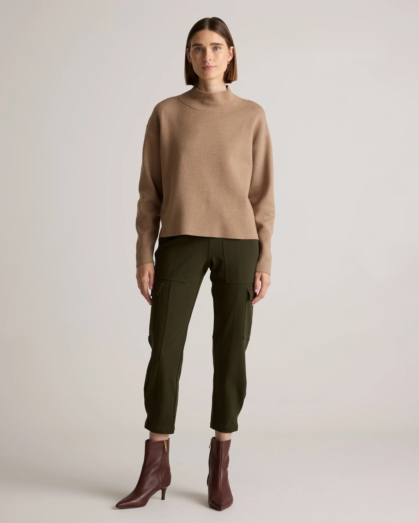 Ultra-Stretch Ponte Tapered Cargo Pants - XS / Black