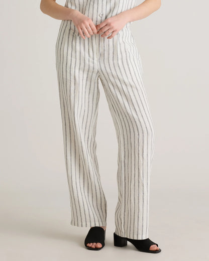 100% European Linen Pleated Trouser - 0 / Bayberry Olive