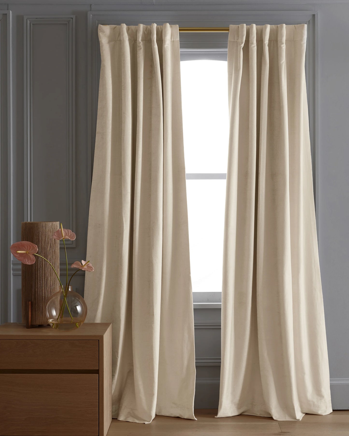Luster Velvet True Blackout Curtain - Single Panel - 48x84 / Champagne