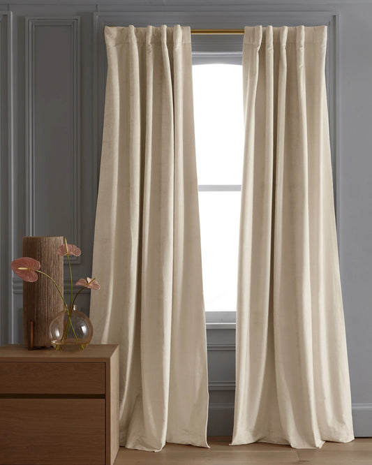 Luster Velvet True Blackout Curtain - Single Panel - 48x84 / Champagne