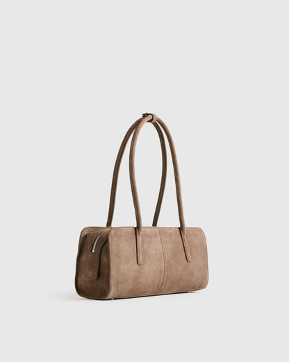 Italian Suede East-West Shoulder Bag - One Size / Whiskey