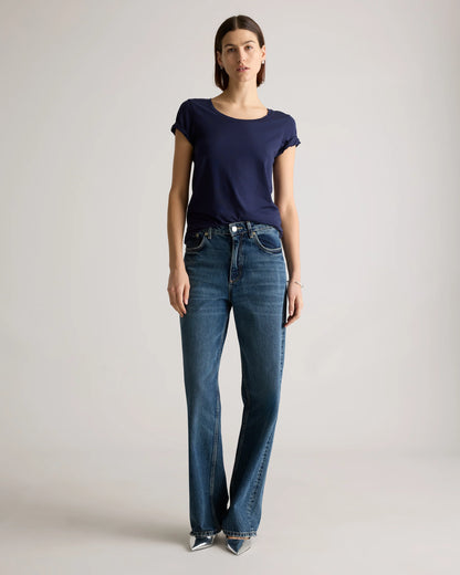 Cotton Modal Scoop Neck Tee - XS / Navy