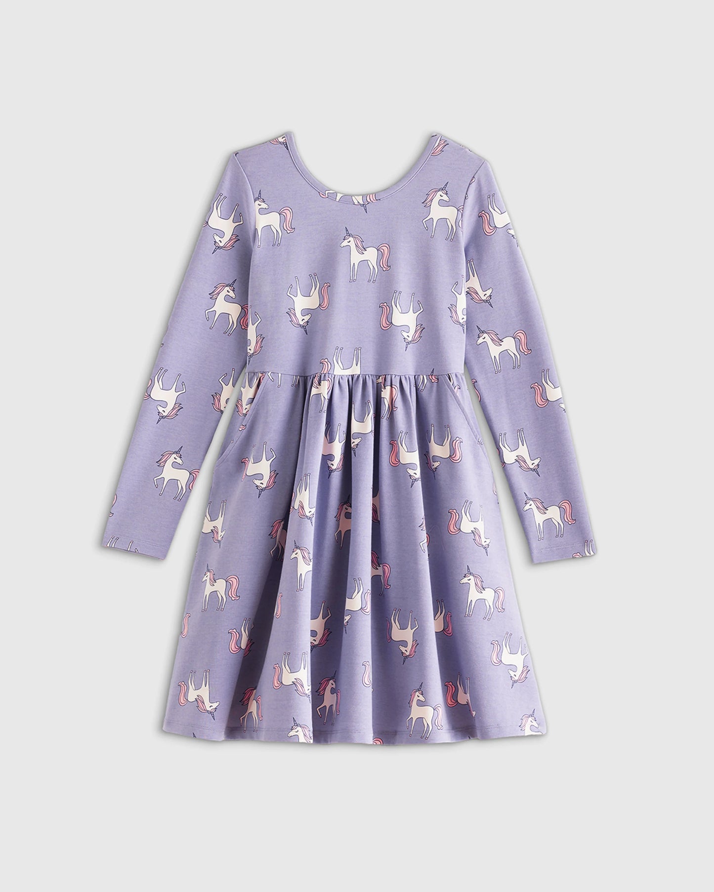 Organic Cotton Long Sleeve Skater Dress - 6 / Red Poppy Garden