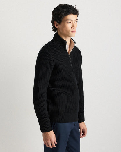 Australian Merino Wool Half Zip Sweater - S / Heather Bone