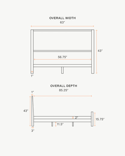 Solid Wood Platform Bed - Queen / Walnut Brown