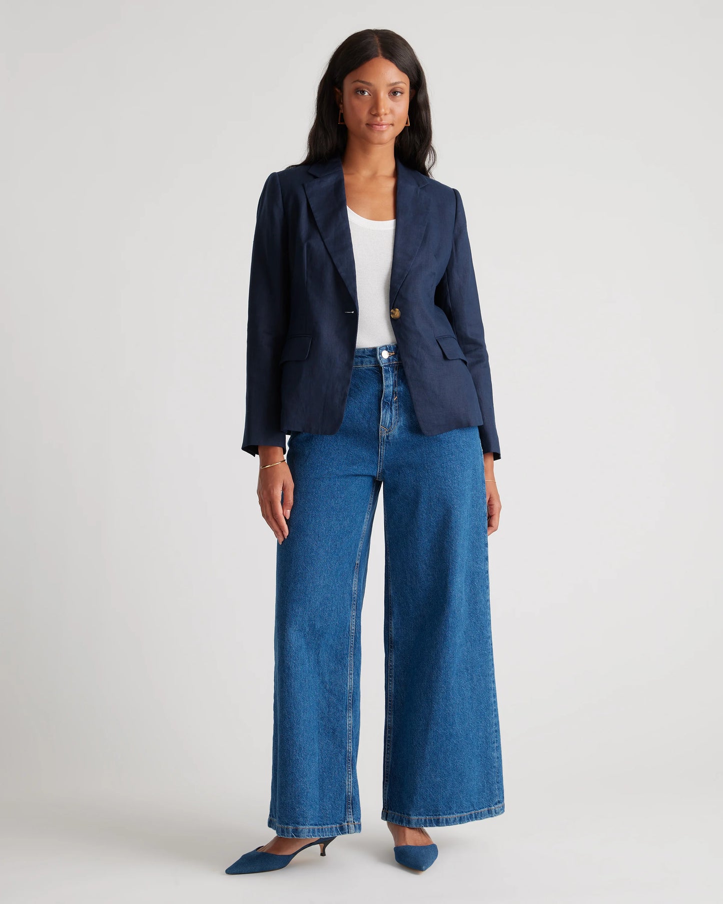 100% European Linen Structured Blazer - XS / French Blue
