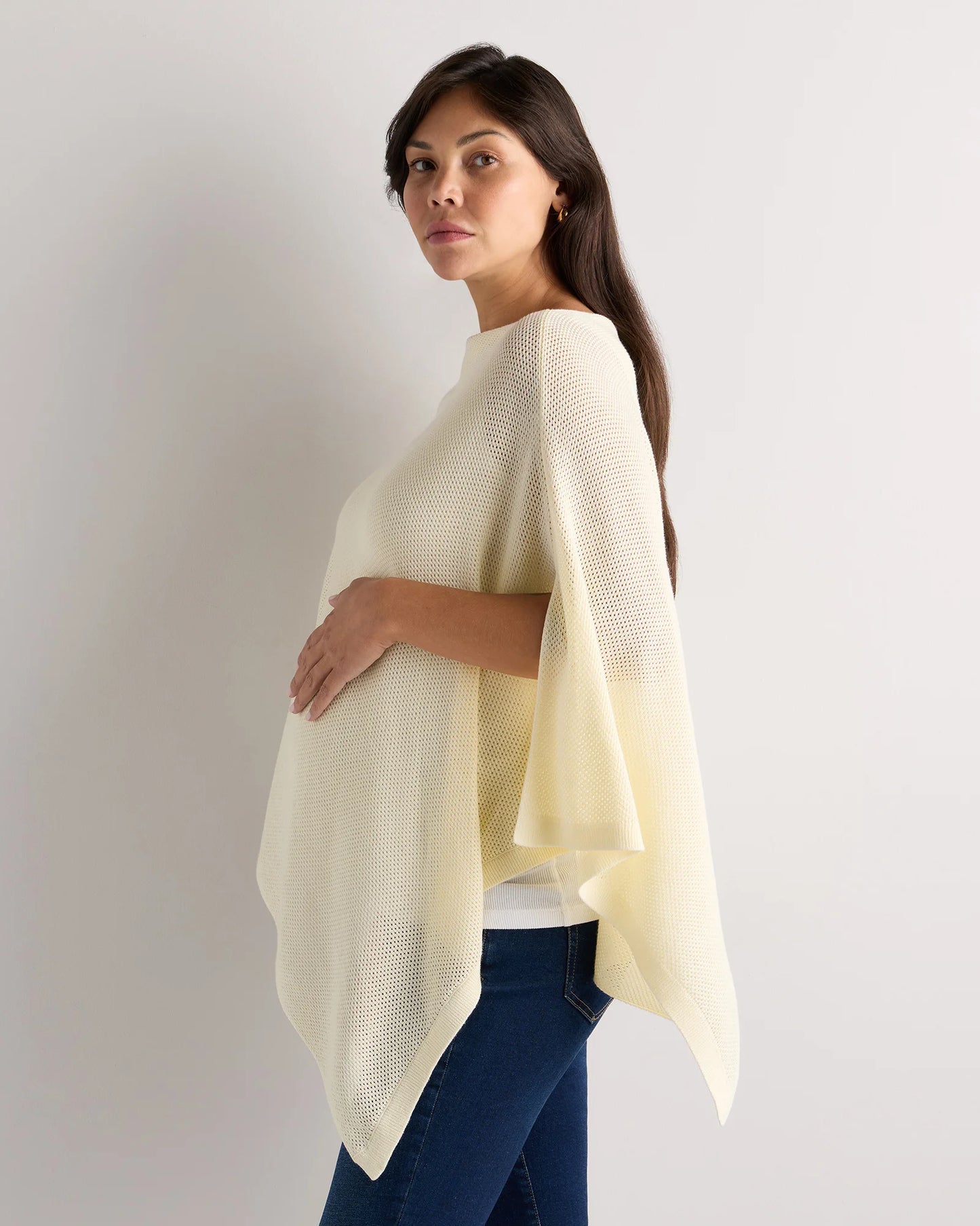 Lightweight Cotton Cashmere Nursing Shawl - One Size / Pale Custard Yellow