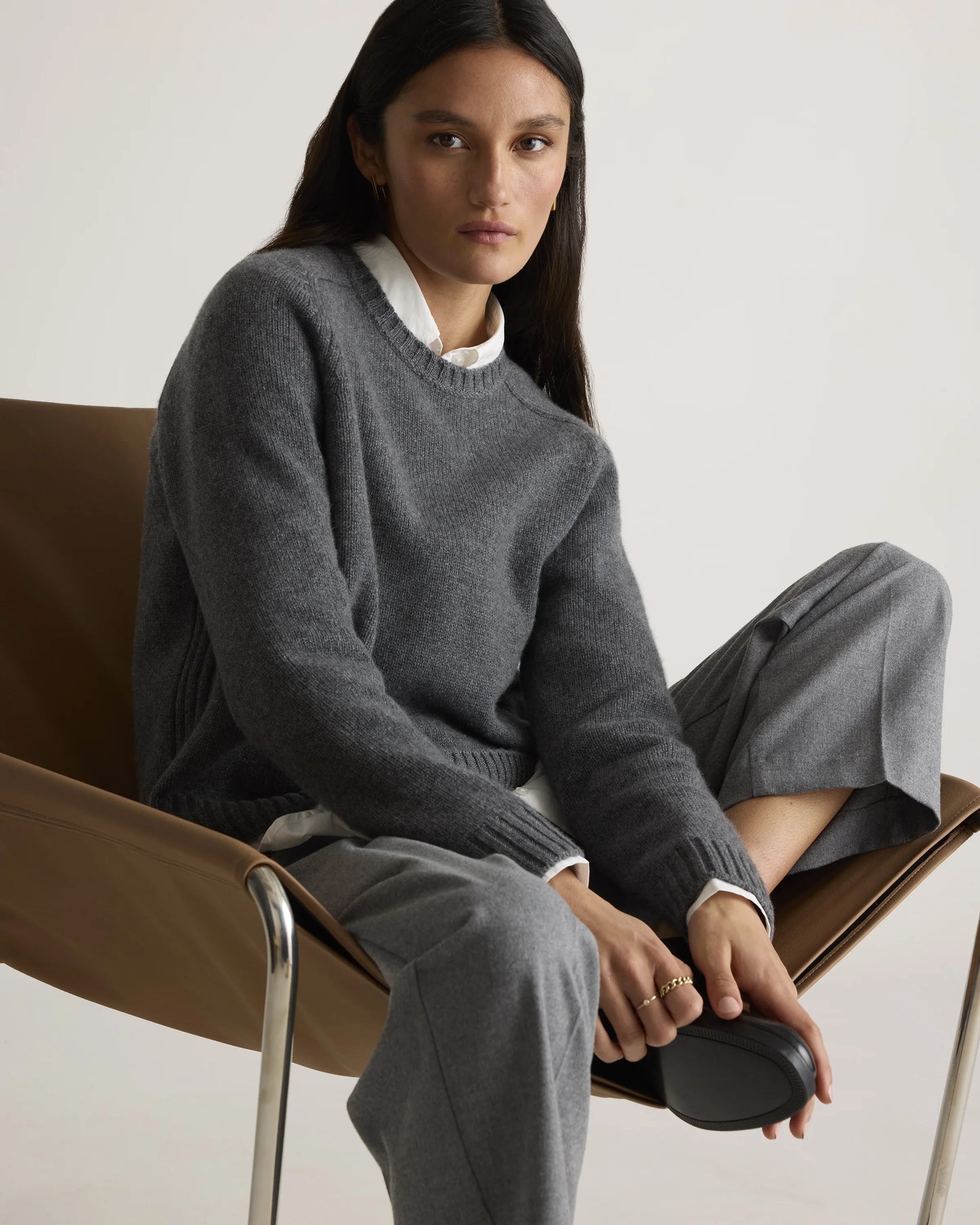 Luxe Baby Cashmere Crewneck Sweater - XS / Creamy Cortado