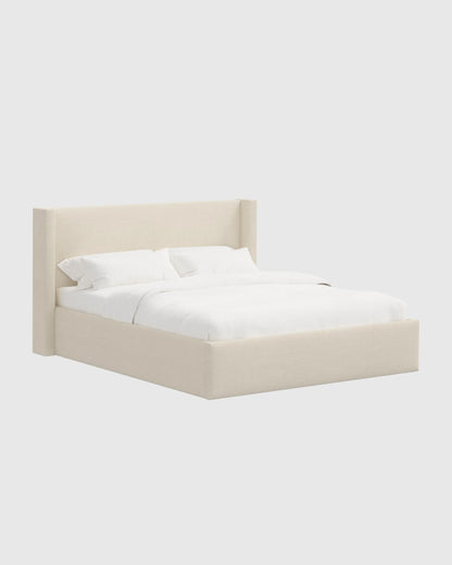100% Linen Wingback Bed - Full / Canvas