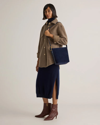 Italian Suede Bucket Crossbody - One Size / Sand