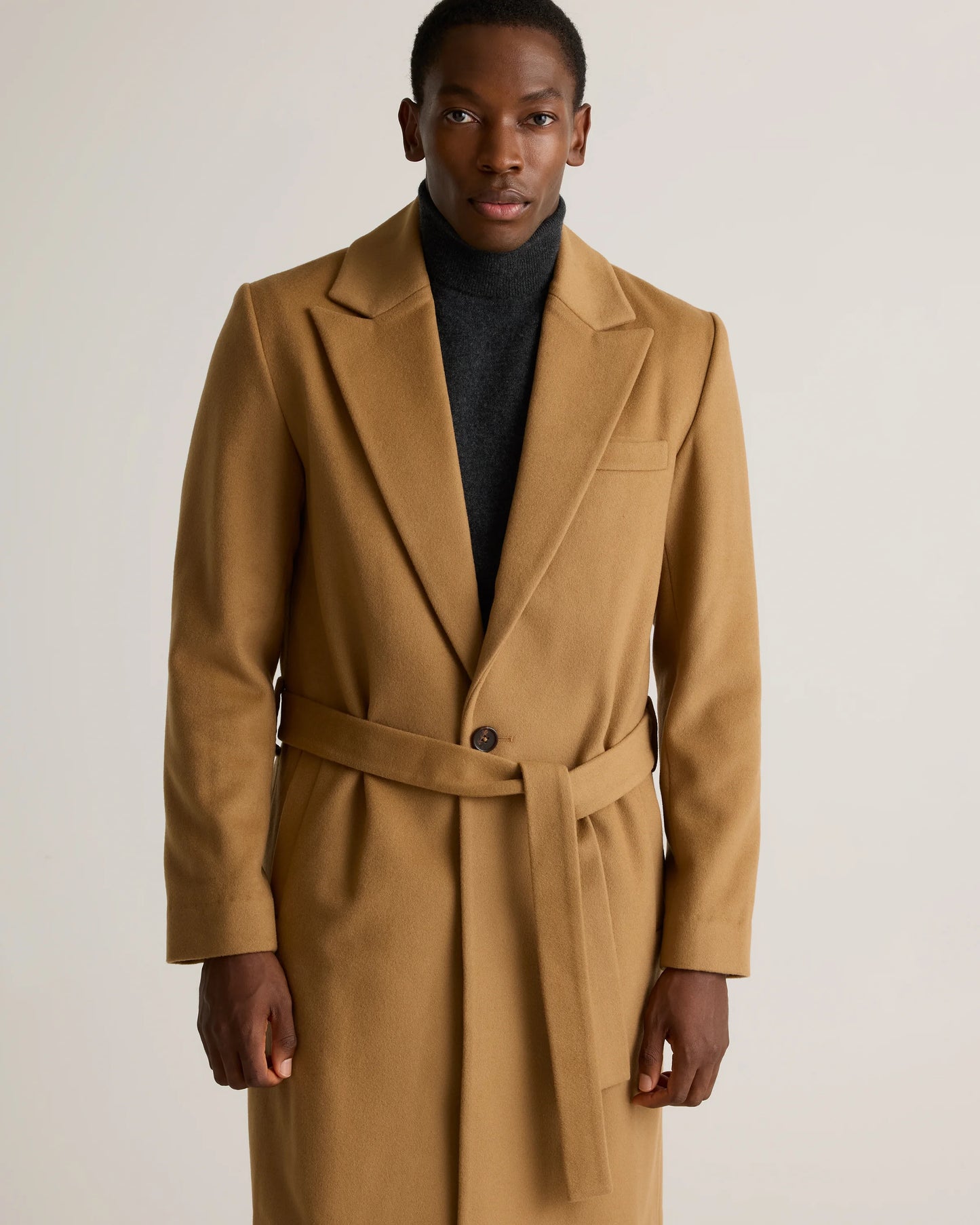Italian Wool Belted Overcoat - S / Caramel