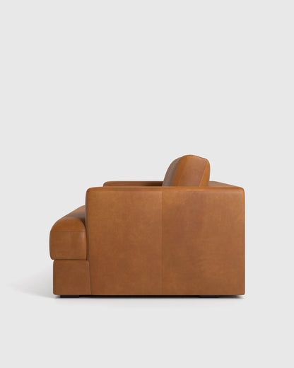 Sierra Curved Arm Sofa in Leather - 7ft / Auburn