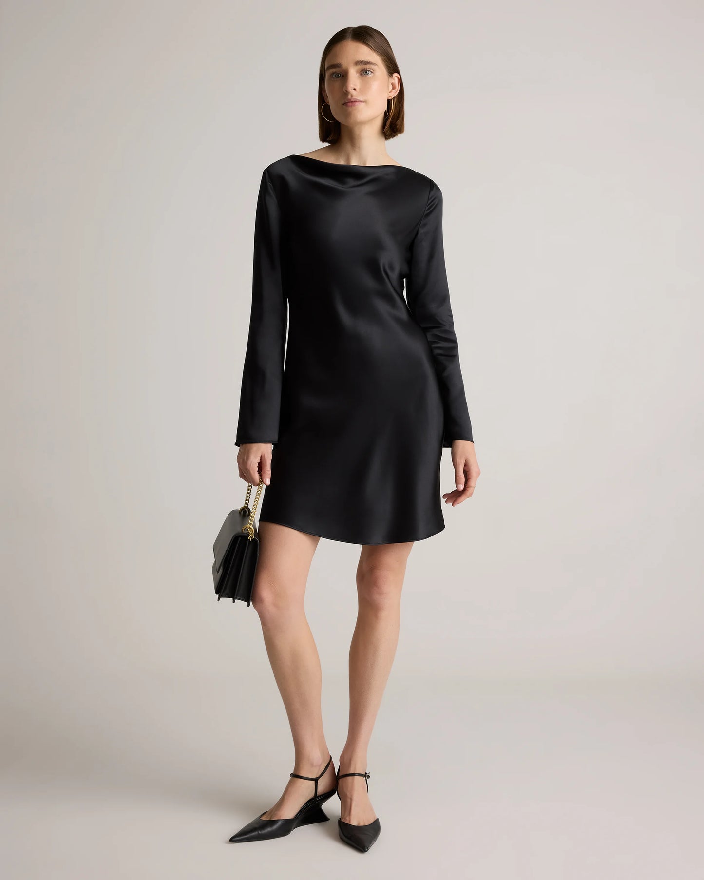 100% Washable Silk Long Sleeve Mini Dress - XS / Wine Tasting Red