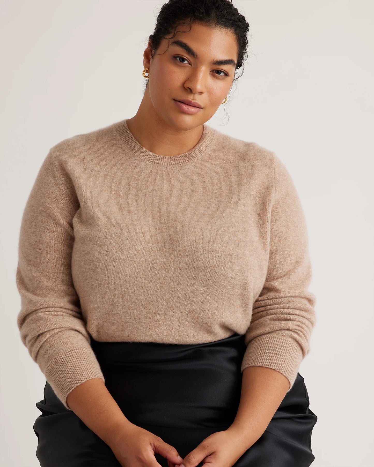 Mongolian Cashmere Crewneck Sweater - 1X / Pale Custard Yellow