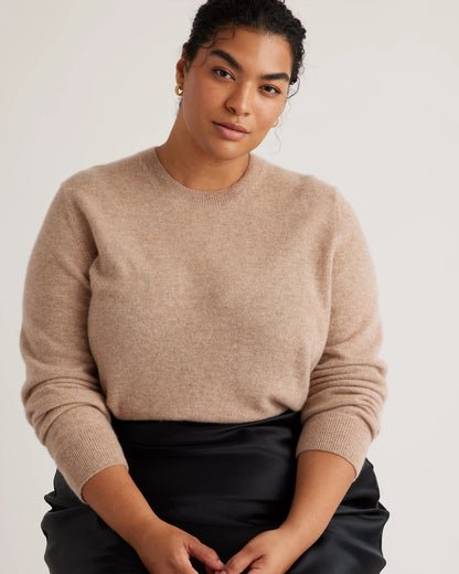 Mongolian Cashmere Crewneck Sweater - 1X / Pale Custard Yellow