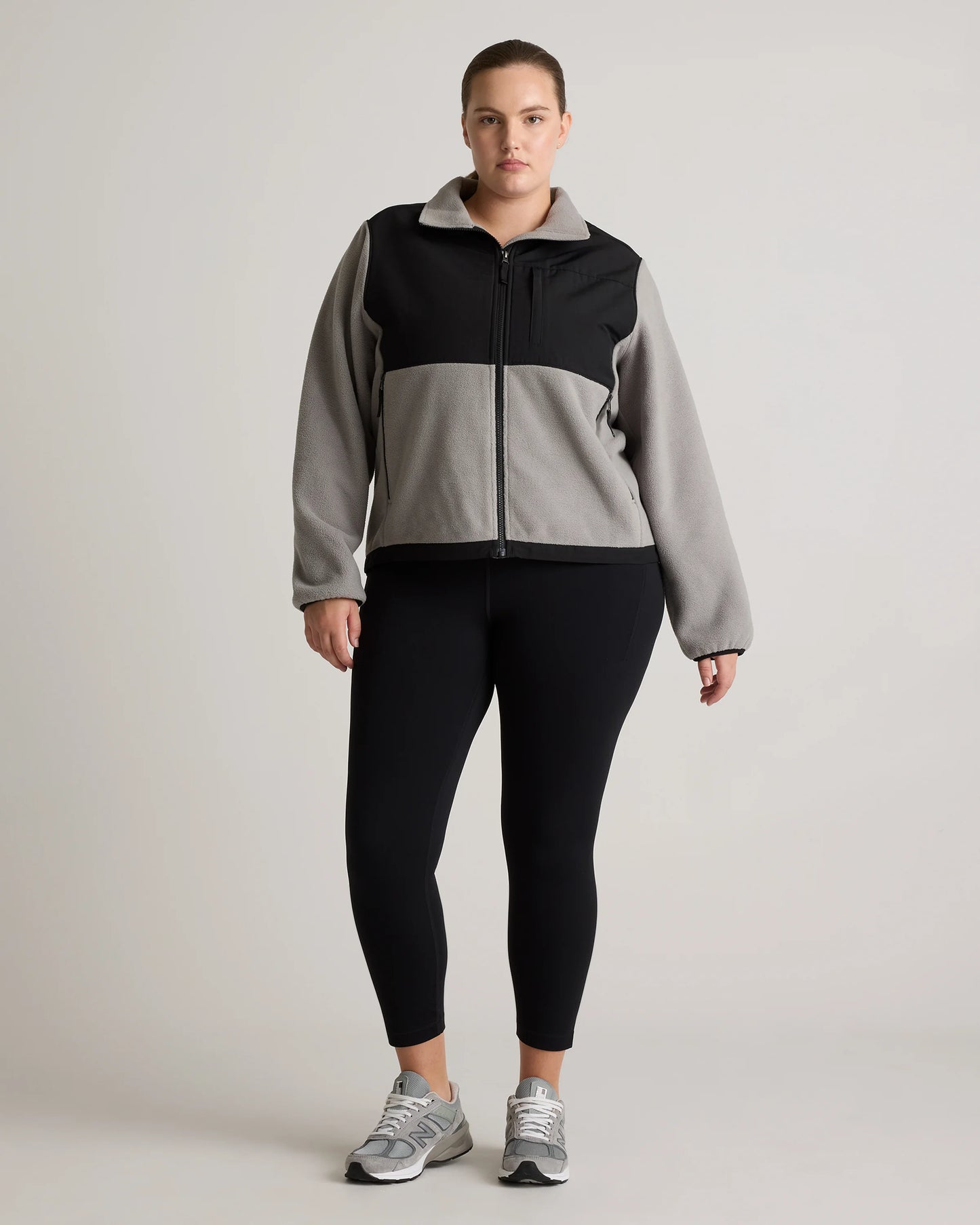 Polar Fleece Full-Zip Jacket - XS / Gravel/Bold Black
