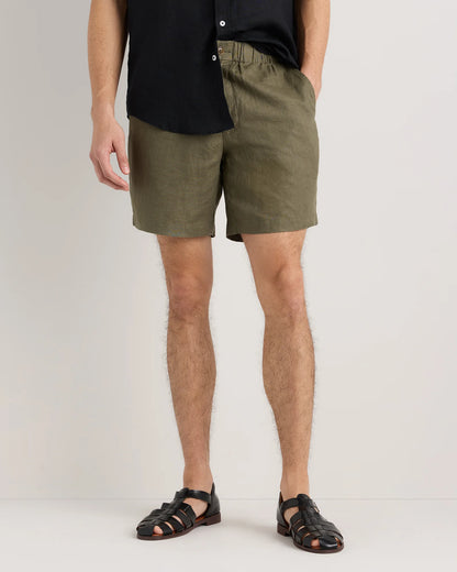 100% European Linen Shorts - 7" - S / Black
