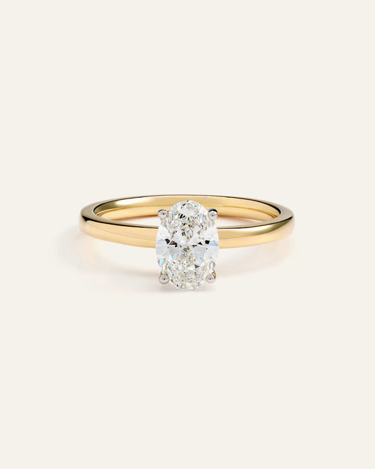 Lab Grown Diamond Oval Comfort Fit Engagement Ring - 1ct - 4 / Yellow Gold