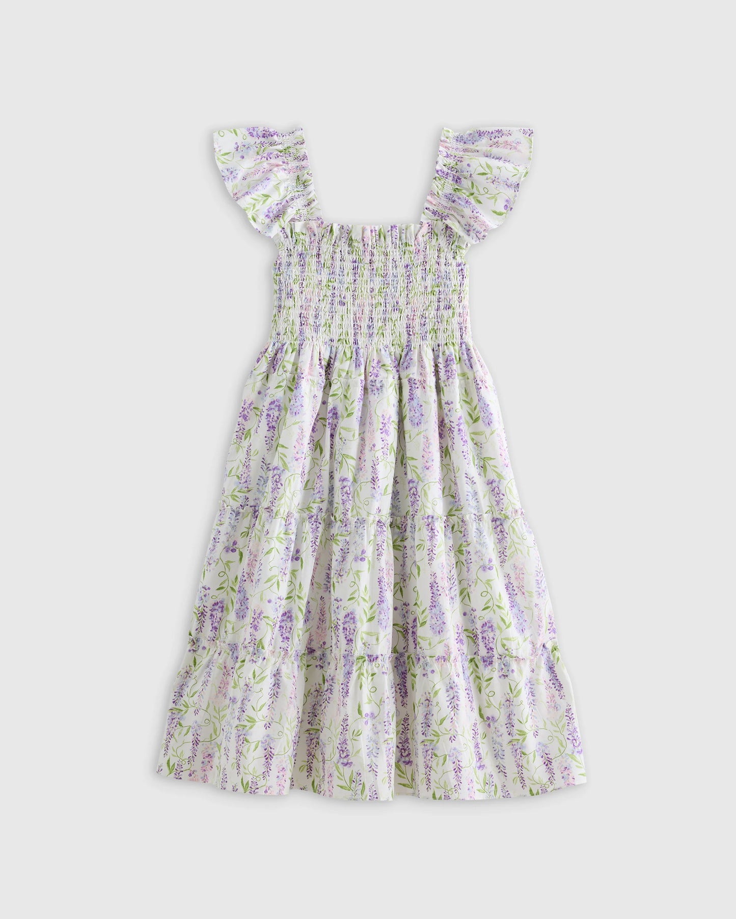 100% Organic Cotton Poplin Smocked Dress - 6 / Apricot Ditsy Floral