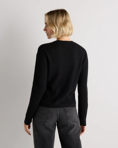 Lightweight Baby Alpaca Ribbed Crewneck - XS / Smoked Charcoal