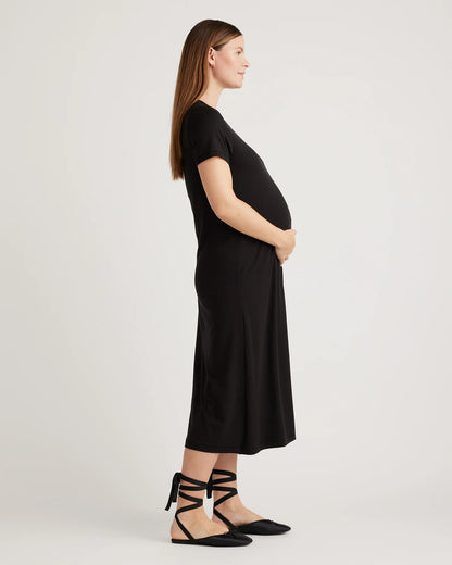 Bamboo Jersey Maternity & Nursing T-Shirt Dress - XS / Wine Tasting Red