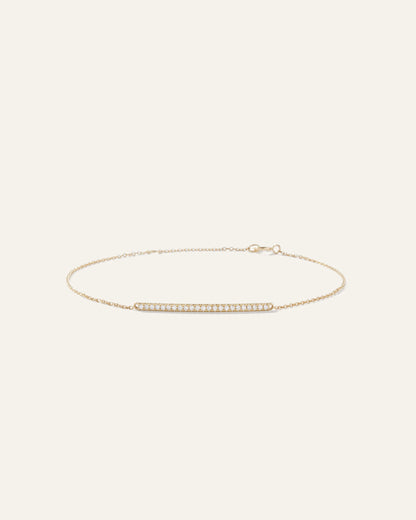 14K Gold Pave Diamond Bar Bracelet - One Size / Yellow Gold