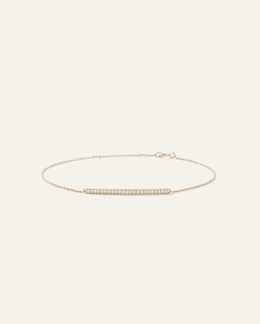 14K Gold Pave Diamond Bar Bracelet - One Size / Yellow Gold