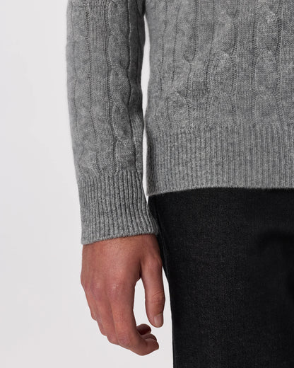 Mongolian Cashmere Classic Cable Crewneck Sweater - S / Teak