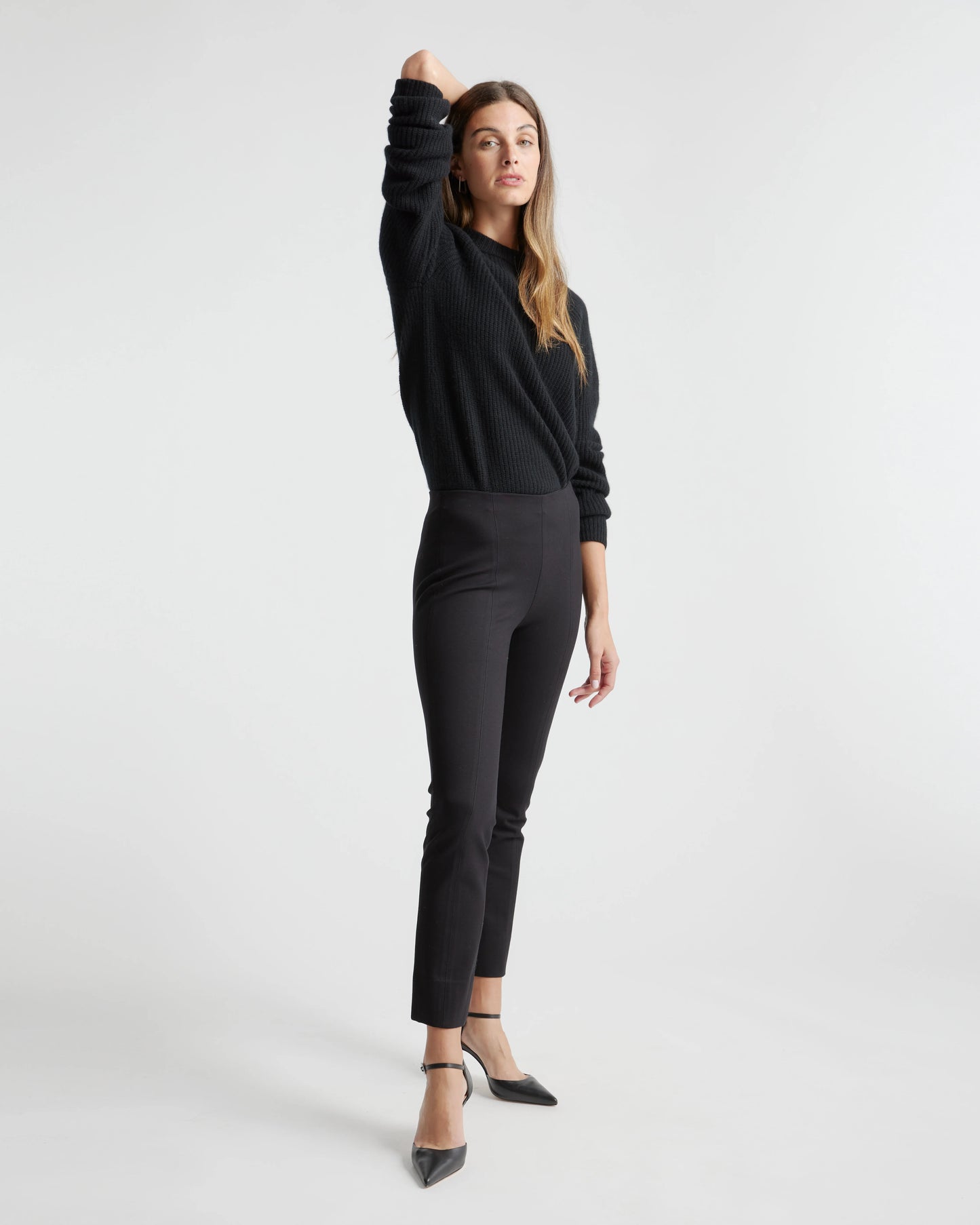 Ultra-Stretch Ponte Pintuck Ankle Pants - XS / Ecru