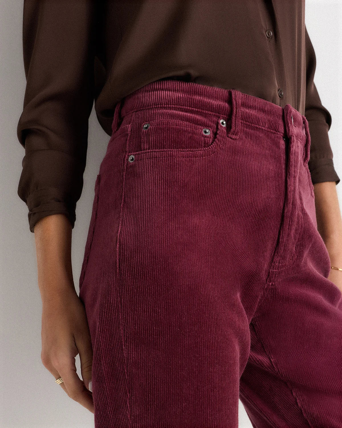 Organic Stretch Corduroy Straight Leg Pants - 0 / Espresso