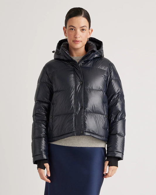 Responsible Down Cropped Puffer Jacket - XS / Shiny Black