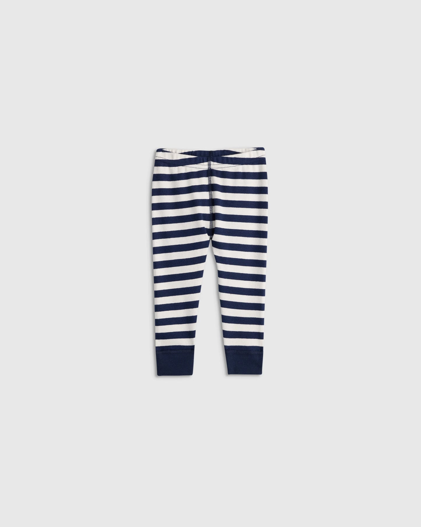 100% Organic Cotton Long Sleeve and Pant Pajama Set - 12-18M / Navy Stripe