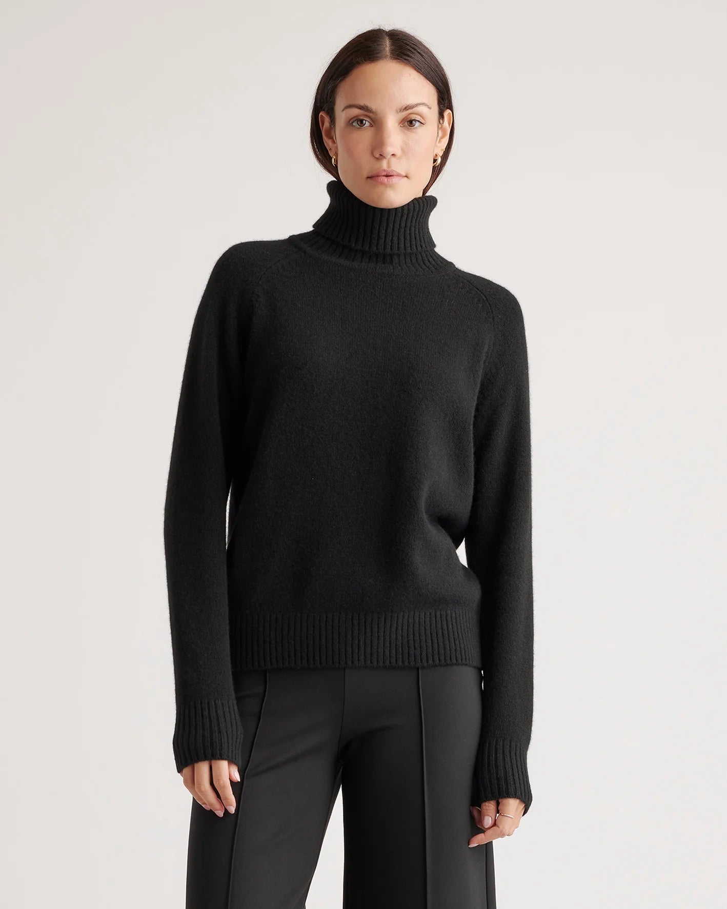 100% Yak Wool Turtleneck Sweater - XS / Heather Brown
